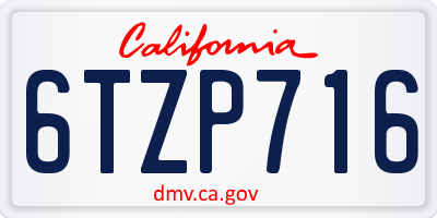 CA license plate 6TZP716