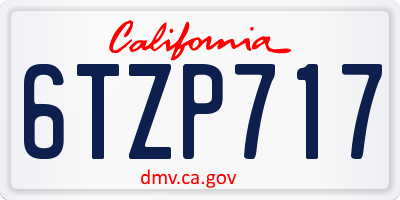 CA license plate 6TZP717