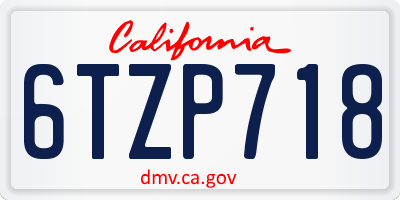 CA license plate 6TZP718