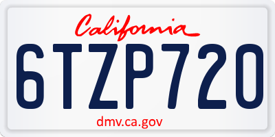 CA license plate 6TZP720