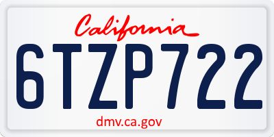 CA license plate 6TZP722