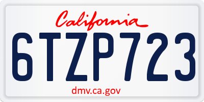 CA license plate 6TZP723