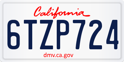CA license plate 6TZP724