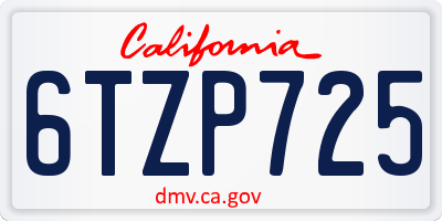 CA license plate 6TZP725