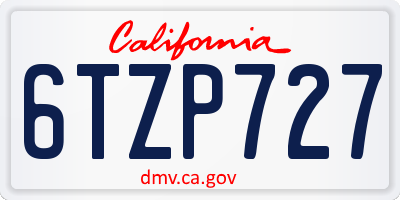 CA license plate 6TZP727