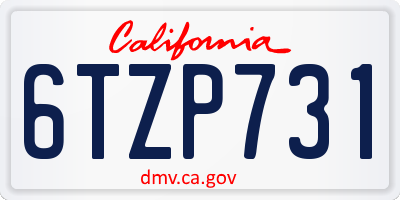 CA license plate 6TZP731