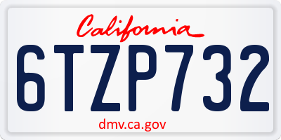 CA license plate 6TZP732