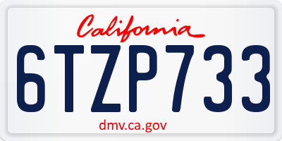 CA license plate 6TZP733