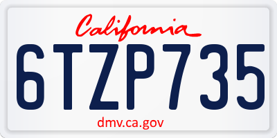 CA license plate 6TZP735