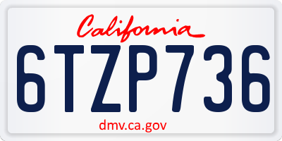 CA license plate 6TZP736