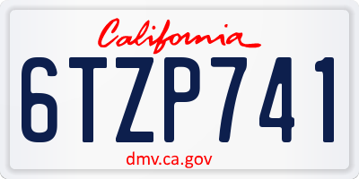 CA license plate 6TZP741