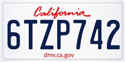 CA license plate 6TZP742