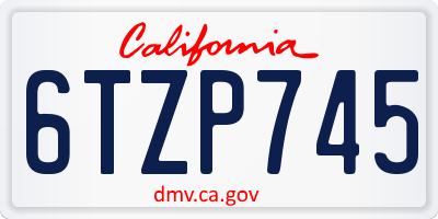 CA license plate 6TZP745