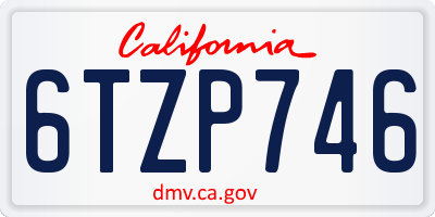 CA license plate 6TZP746