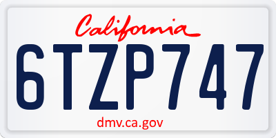CA license plate 6TZP747