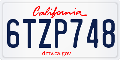 CA license plate 6TZP748