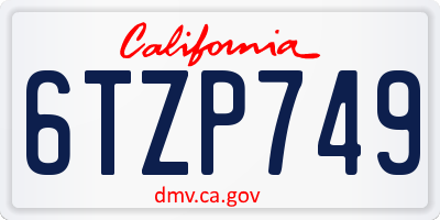 CA license plate 6TZP749