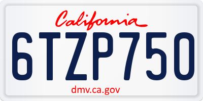 CA license plate 6TZP750