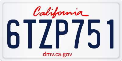 CA license plate 6TZP751