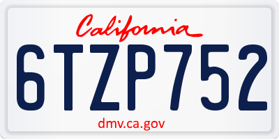 CA license plate 6TZP752