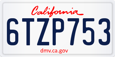 CA license plate 6TZP753