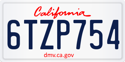 CA license plate 6TZP754