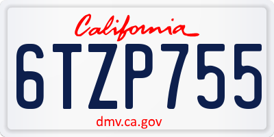 CA license plate 6TZP755