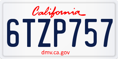 CA license plate 6TZP757