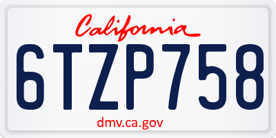 CA license plate 6TZP758