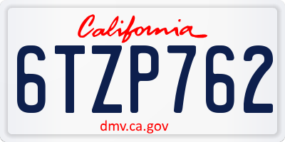 CA license plate 6TZP762