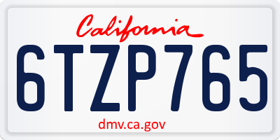 CA license plate 6TZP765