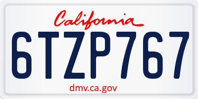 CA license plate 6TZP767