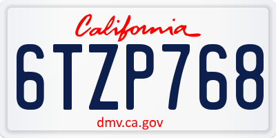 CA license plate 6TZP768