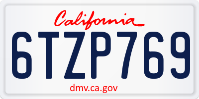 CA license plate 6TZP769