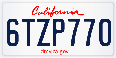 CA license plate 6TZP770