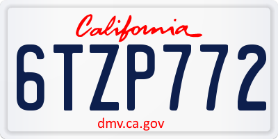 CA license plate 6TZP772