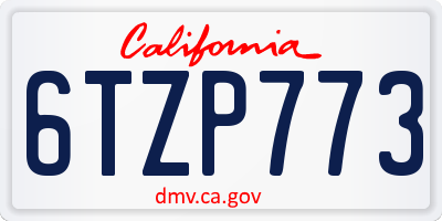 CA license plate 6TZP773