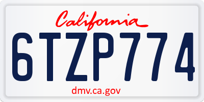CA license plate 6TZP774
