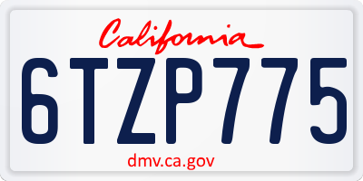 CA license plate 6TZP775