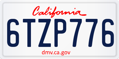 CA license plate 6TZP776