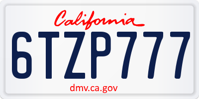 CA license plate 6TZP777