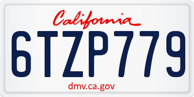CA license plate 6TZP779