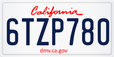 CA license plate 6TZP780