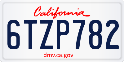CA license plate 6TZP782