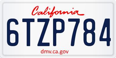CA license plate 6TZP784