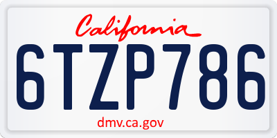 CA license plate 6TZP786
