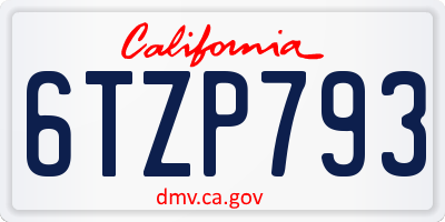 CA license plate 6TZP793