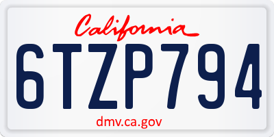 CA license plate 6TZP794