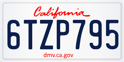 CA license plate 6TZP795