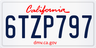 CA license plate 6TZP797